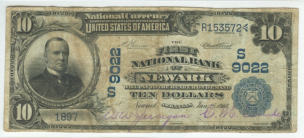 Newark, Arkansas, Ch.#9022, 1902PB $10, 1897, VF